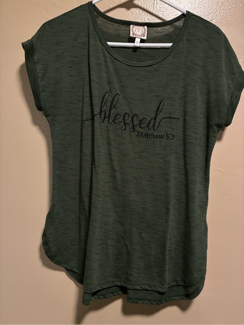 Women's Green 'Blessed' Short Sleeve Tee - Inspirational Graphic
